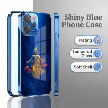 Vivo V70 5G Lord Krishna Blue Electroplated Glass Phone Back Case