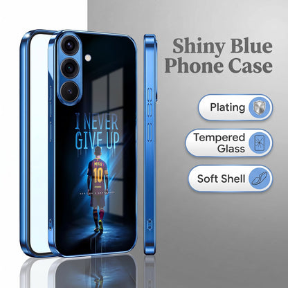 Samsung Galaxy A36 5G Naver Give Up Blue Electroplated Glass Phone Back Case