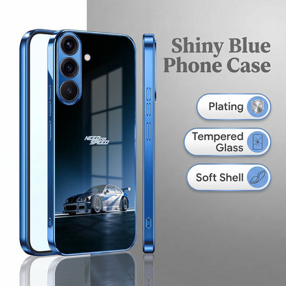 Samsung Galaxy A56 5G Need For Speed Blue Electroplated Glass Phone Back Case