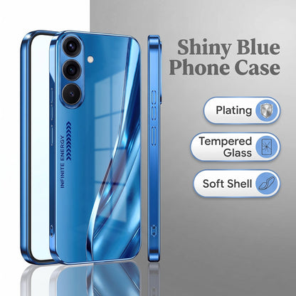 Samsung Galaxy A56 5G Luxury Infinity Energy Blue Electroplated Glass Phone Back Case