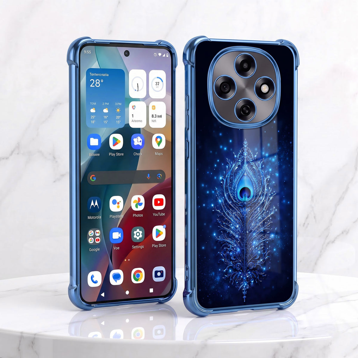Oppo F31 Pro 5G Premium Peacock Feather Airbags Printed Back Case