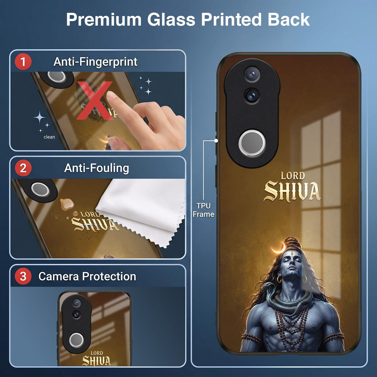 Vivo V50 5G Lord Shiva Acrylic Glass Back Case