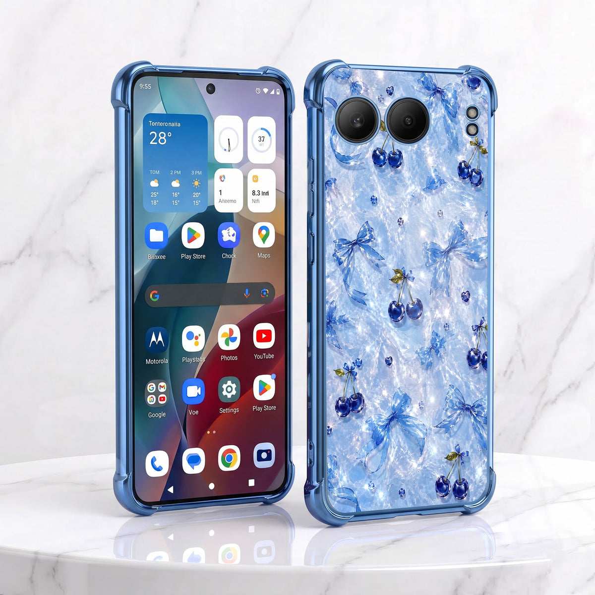 One Plus Nord 4 5G Blue Cherry Airbags Printed Back Case