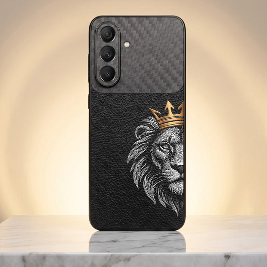 Samsung Galaxy A37 5G Lion King Carbon Fiber Leather Hybrid Back Case