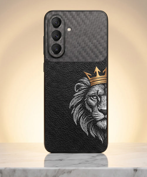 Samsung Galaxy A37 5G Lion King Carbon Fiber Leather Hybrid Back Case