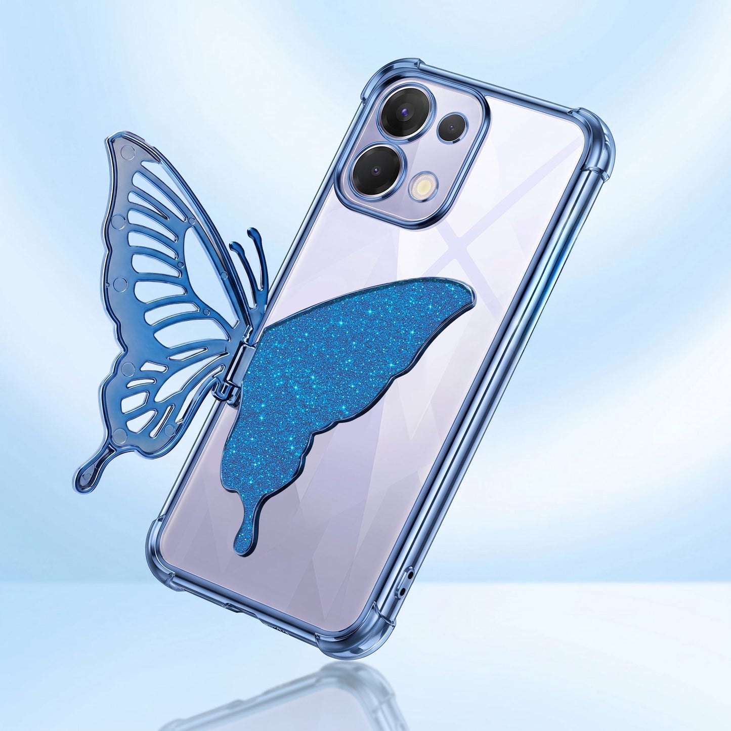 Oppo K13 5G Premium Butterfly Glitter Transparent Shockproof Airbag Phone Case