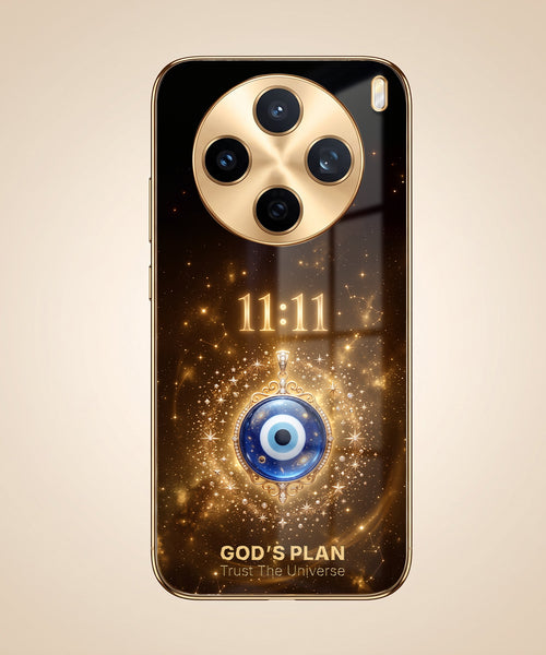 Vivo X200T 5G God’s Plan Evil Eye Gold Electroplated Glass Phone Back Case