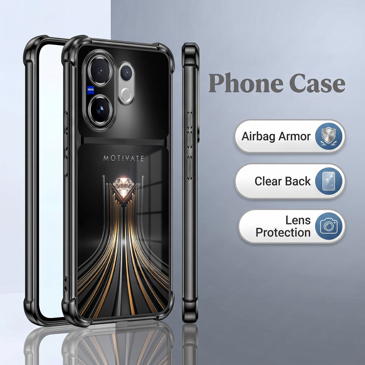 Vivo V60 5G Golden Path Motivation Dual-Tone Transparent Airbags Case