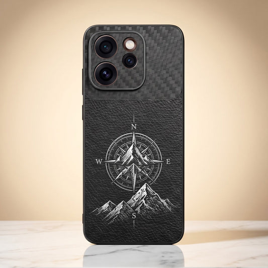 Oppo Reno 15 Pro Mini 5G Compass Carbon Fiber Leather Hybrid Back Case