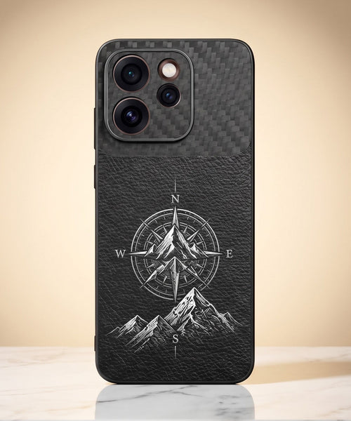 Oppo Reno 15 Pro Mini 5G Compass Carbon Fiber Leather Hybrid Back Case