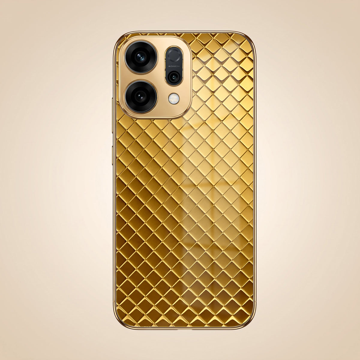 Oppo Reno 14 5G Golden Criss Cross Gold Electroplated Glass Phone Back Case
