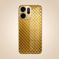 Oppo Reno 14 5G Golden Criss Cross Gold Electroplated Glass Phone Back Case