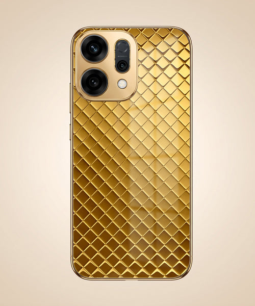 Oppo Reno 14 5G Golden Criss Cross Gold Electroplated Glass Phone Back Case