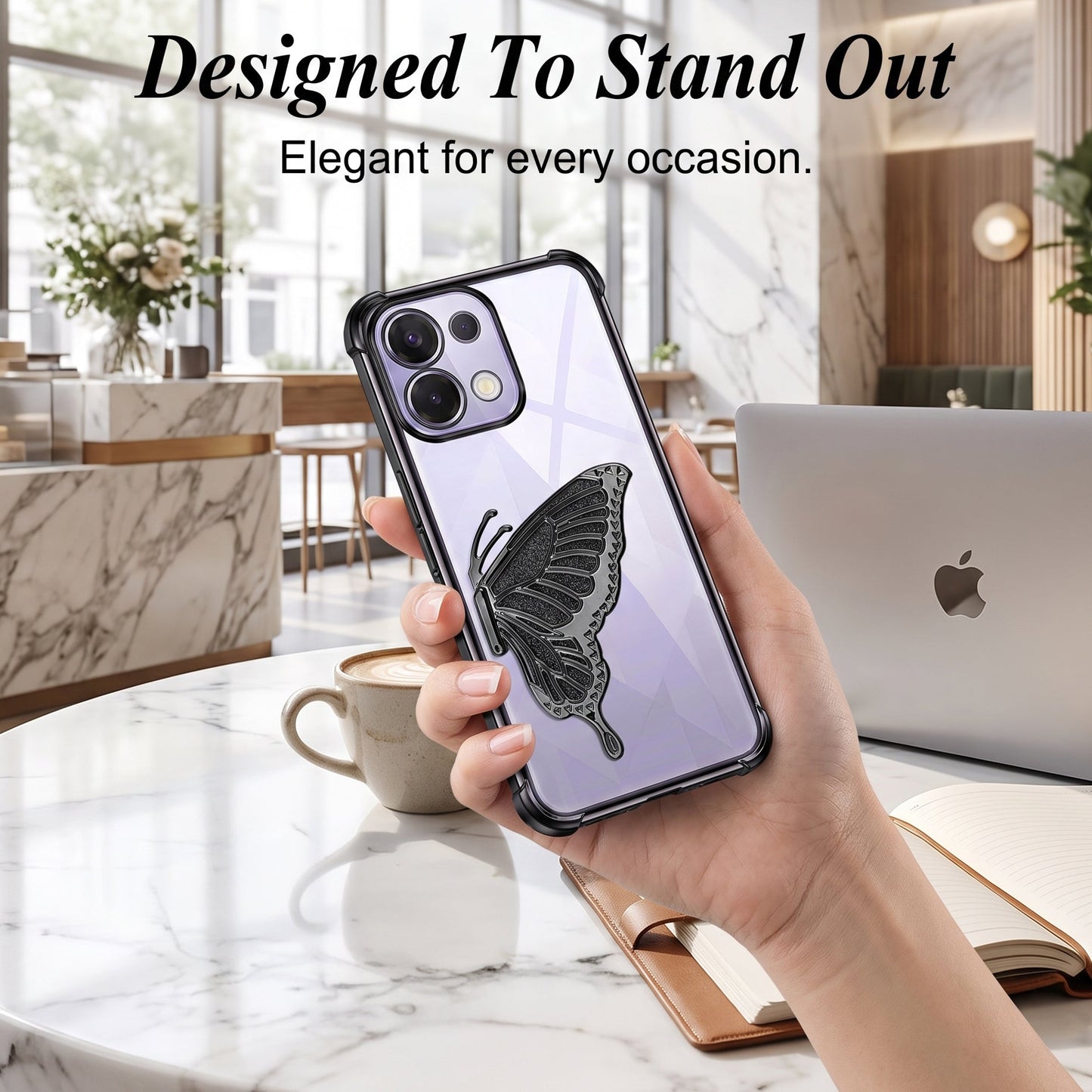 Oppo K13 5G Premium Butterfly Glitter Transparent Shockproof Airbag Phone Case