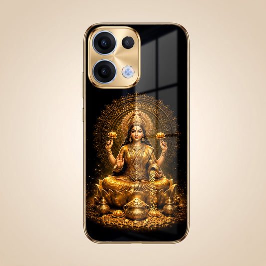Oppo Reno 13 5G Golden Maa Lakshmi Gold Electroplated Glass Phone Back Case
