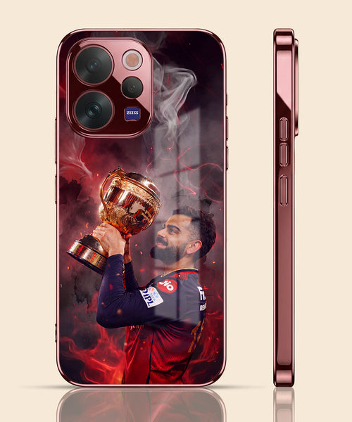 Vivo V70 5G Virat Kohli Burgundy Electroplated Glass Back Case