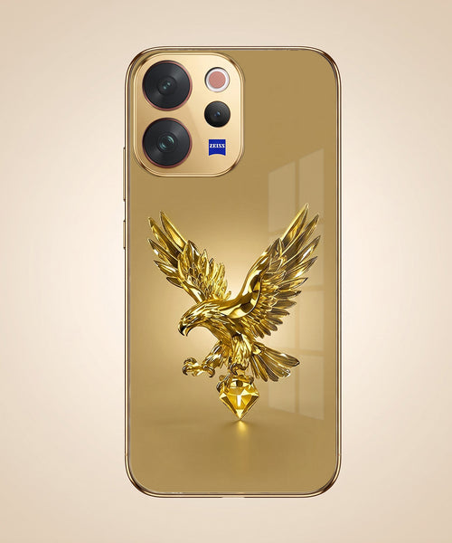 Vivo V70 5G Golden Eagle Gold Electroplated Glass Phone Back Case