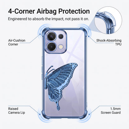 Oppo K13 5G Premium Butterfly Glitter Transparent Shockproof Airbag Phone Case