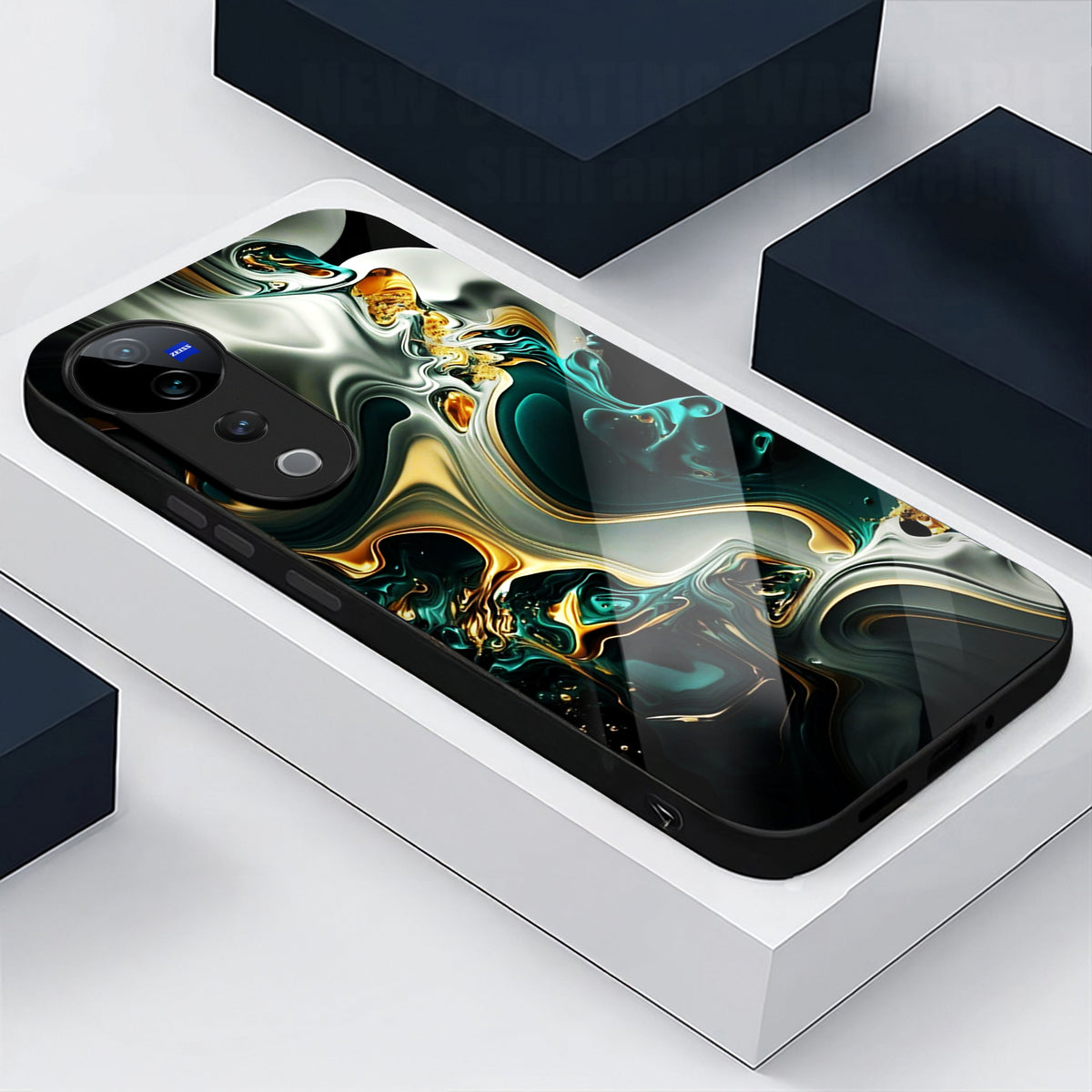 Vivo V40 Pro 5G Premium Acrylic Shockproof Glass Back Case (Ocean Ember)