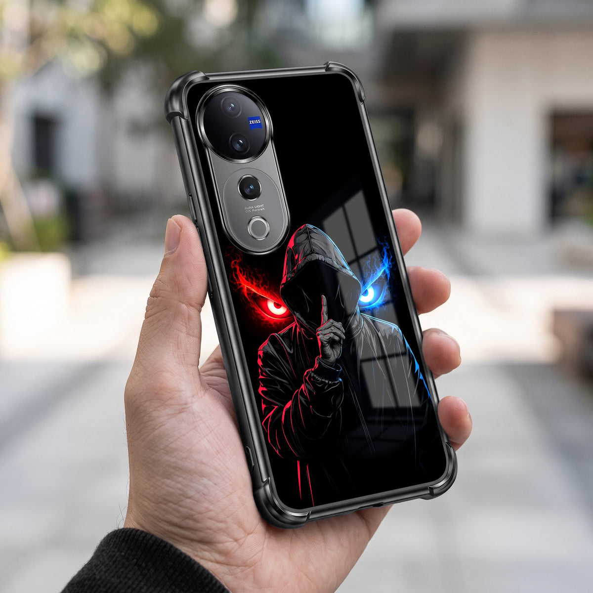 Vivo V40 Pro 5G Hooded Shadow Demon Airbags Printed Back Case
