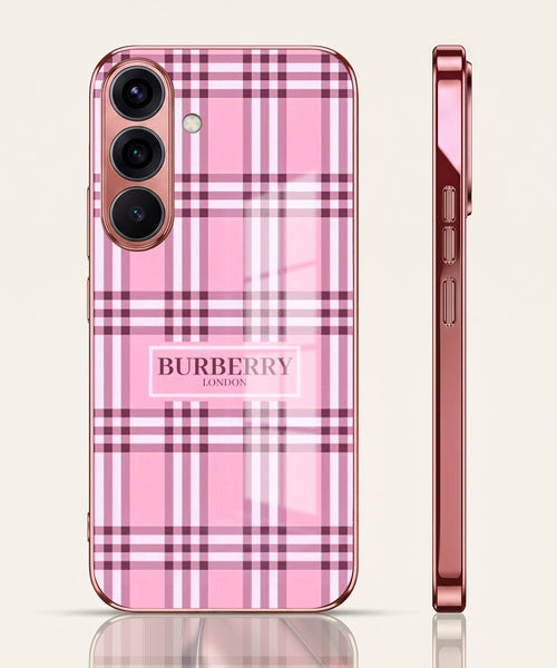 Samsung Galaxy A36 5G Burberry Classic Pink Electroplated Glass Phone Back Case