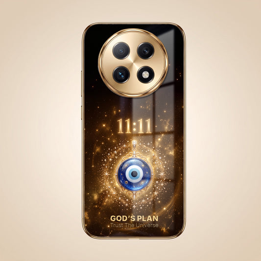 Oppo F29 Pro 5G God’s Plan Evil Eye Gold Electroplated Glass Phone Back Case