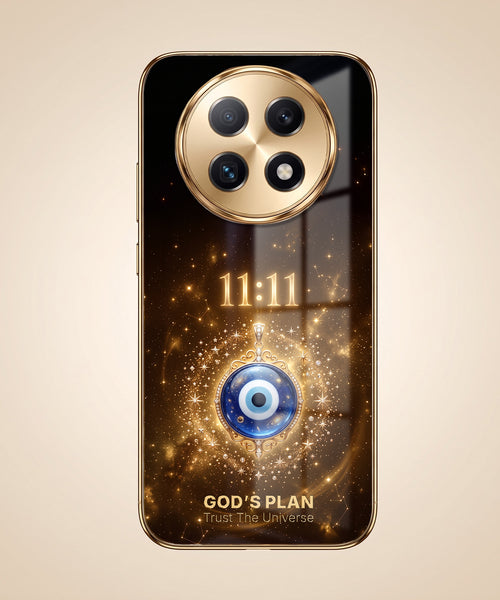 Oppo F29 Pro 5G God’s Plan Evil Eye Gold Electroplated Glass Phone Back Case