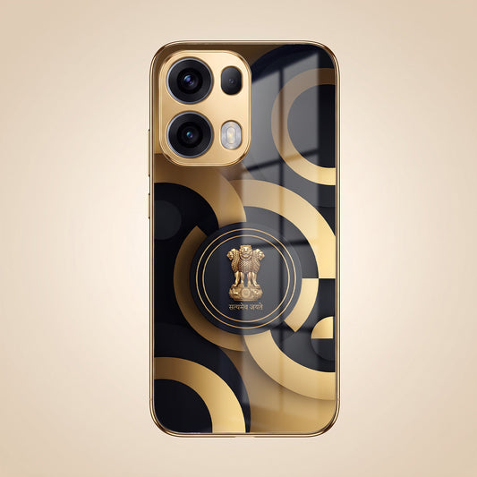 Oppo Reno 13 Pro 5G Royal Emblem Gold Electroplated Glass Phone Back Case