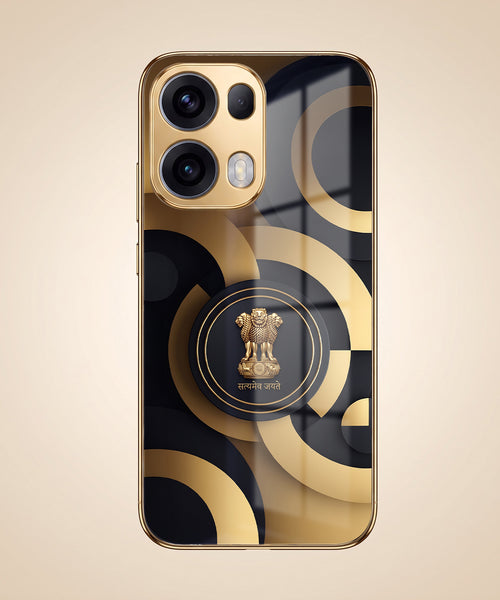 Oppo Reno 13 Pro 5G Royal Emblem Gold Electroplated Glass Phone Back Case