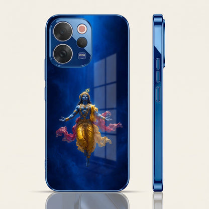 Vivo V70 5G Lord Krishna Blue Electroplated Glass Phone Back Case