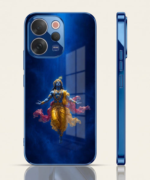 Vivo V70 5G Lord Krishna Blue Electroplated Glass Phone Back Case