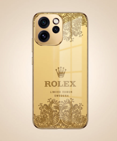 Oppo Reno 15 Pro Mini 5G Rolex Crown Gold Electroplated Glass Phone Back Case