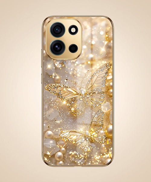 OnePlus Nord 6 5G Golden Butterfly Gold Electroplated Glass Phone Back Case