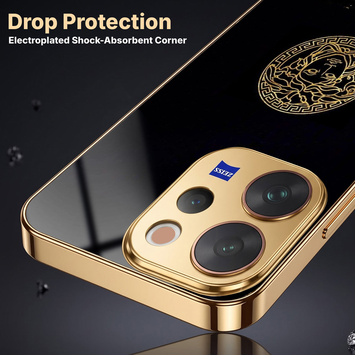 Vivo V70 5G Medusa Head Gold Electroplated Glass Phone Back Case