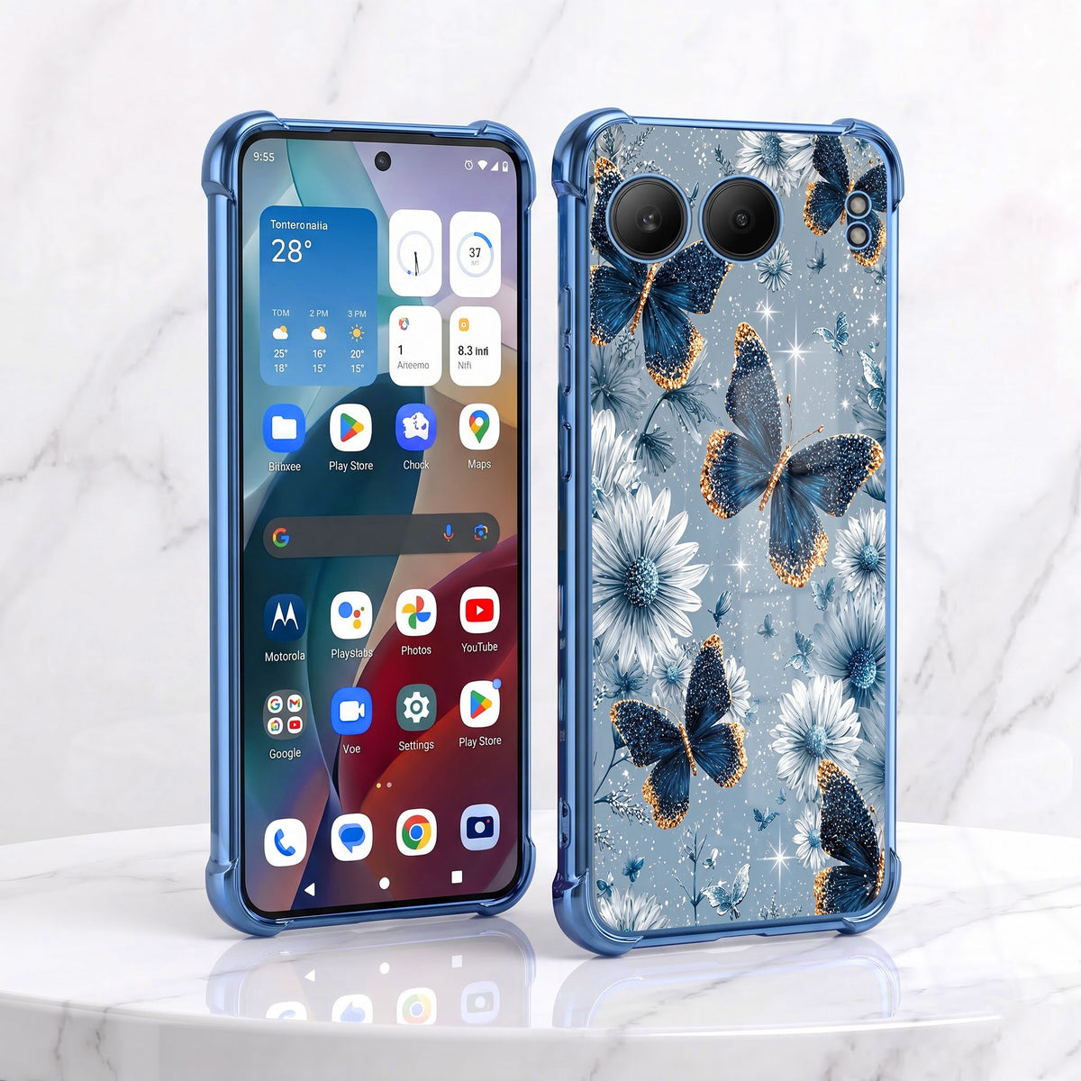 One Plus Nord 4 5G Blue Butterfly Floral Airbags Printed Back Case