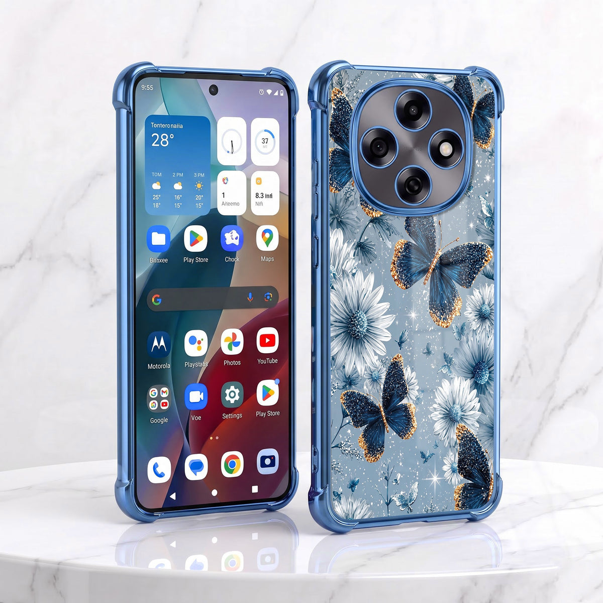 Oppo F31 Pro 5G Blue Butterfly Floral Airbags Printed Back Case