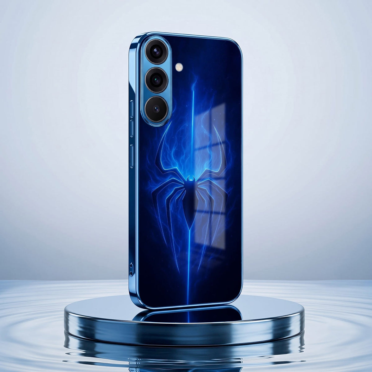 Samsung Galaxy A36 5G Neon Spider Blue Electroplated Glass Phone Back Case