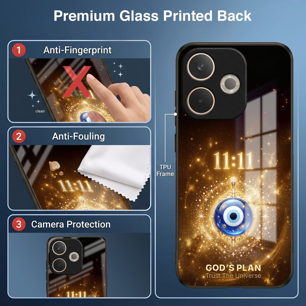 Oppo A5 Pro 5G God’s Plan Evil Eye Acrylic Glass Back Case