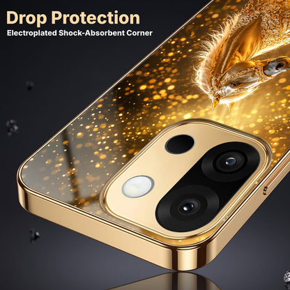 OnePlus 13s 5G Golden Horse Sparkle Gold Electroplated Glass Phone Back Case