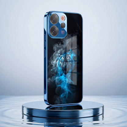 Vivo V70 5G Blue Spirit Tiger Blue Electroplated Glass Phone Back Case