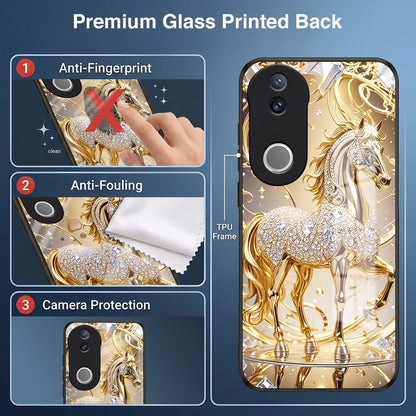Vivo V50 5G Luxury Horse Texture Acrylic Glass Back Case