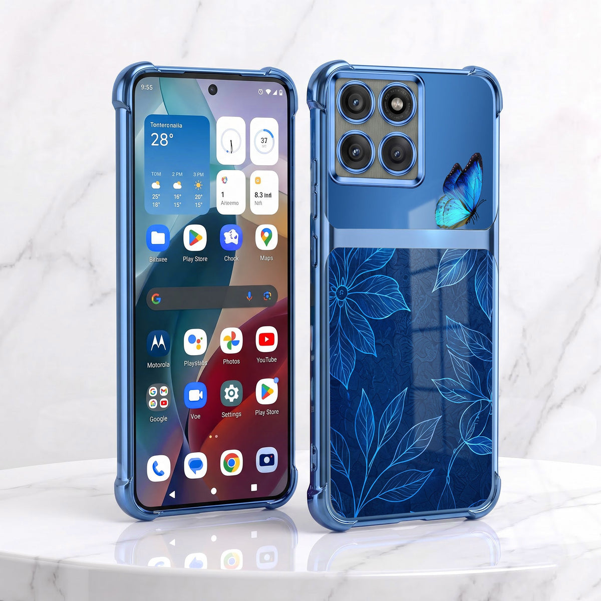Motorola Edge 60 Pro 5G Azure Butterfly Dual-Tone Transparent Airbags Case