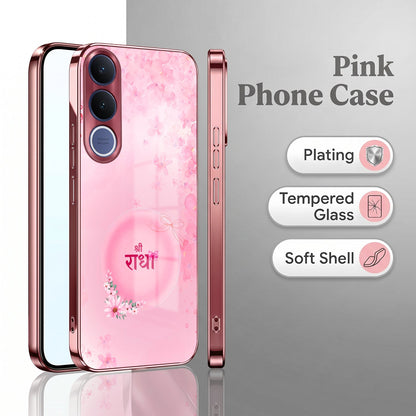 Vivo V70 FE 5G Luxury Shree Radha Pink Electroplated Glass Phone Back Case