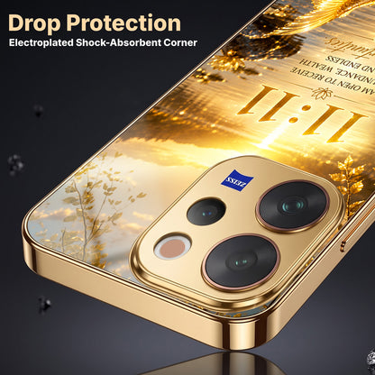 Vivo V70 5G 11:11 Manifestation Gold Electroplated Glass Phone Back Case
