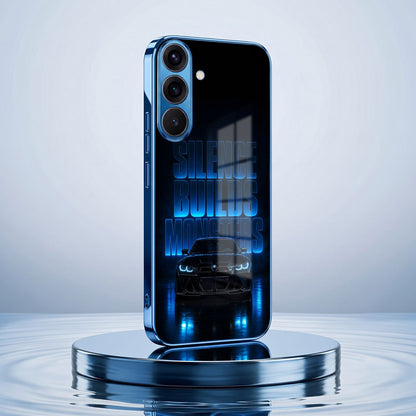 Samsung Galaxy A56 5G Silence Build Monsters Blue Electroplated Glass Phone Back Case
