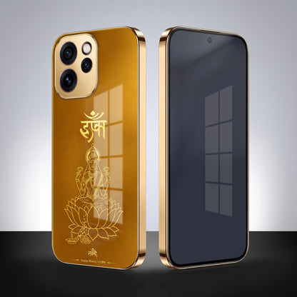 Oppo Reno 15 Pro Mini 5G Shree Lakshmi Divine Gold Electroplated Glass Phone Back Case