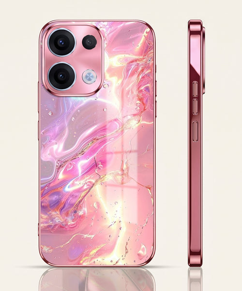 Oppo Reno 13 5G Pearl Aurora Pink Electroplated Glass Phone Back Case