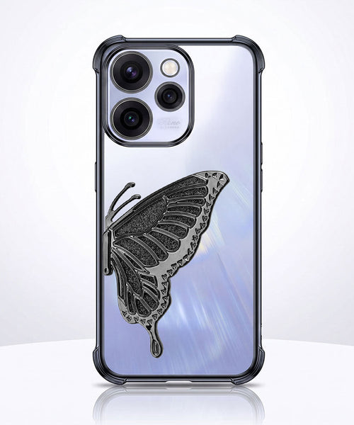 Oppo Reno 15 Pro Mini 5G Premium Butterfly Glitter Stand Transparent Shockproof Airbag Phone Case