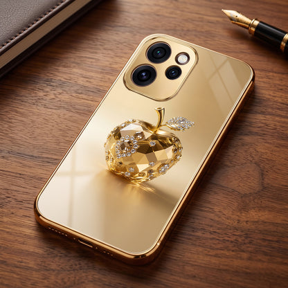 Oppo Reno 15 Pro Mini 5G Golden Apple Gold Electroplated Glass Phone Back Case