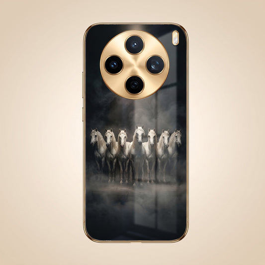Vivo X200T 5G Running Horses Gold Electroplated Glass Phone Back Case